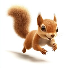 A determined squirrel running a race. vector style art 3d illustration Isolated on White Background 