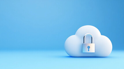 A cloud with a padlock symbolizes data security and privacy in a digital environment.