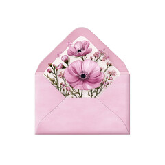 Pink Floral Envelope with Anemone and Baby's Breath Design
