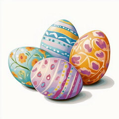 Illustration of easter eggs isolated on a white background