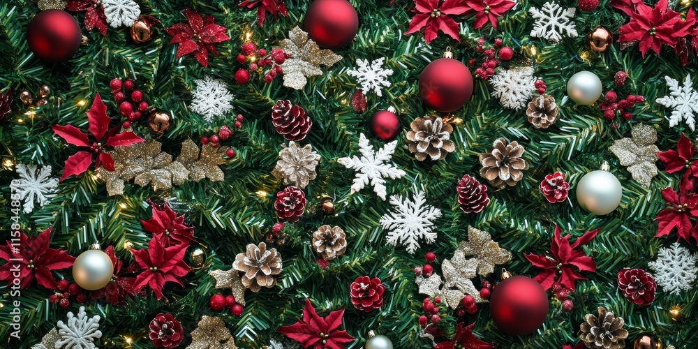 Poster festive christmas backdrop featuring decorations suitable for creating cards and invitations for the