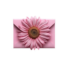 Pink Envelope with Sunflower Decoration A Message of Love and Spring