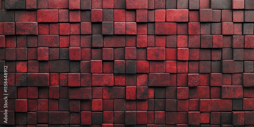 Poster Red brick wall showcasing an intricate block background design pattern, emphasizing the unique texture and warmth of the red brick wall for various creative uses.