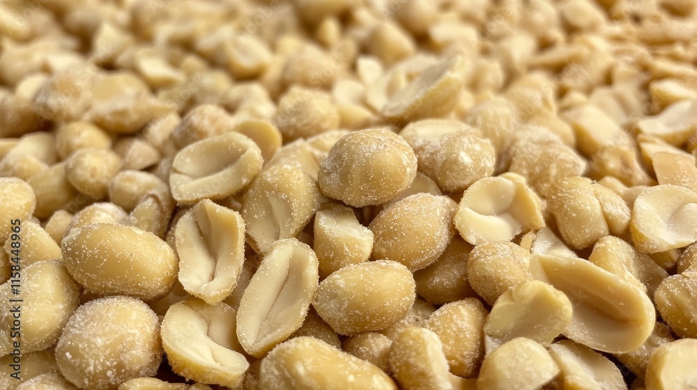 Poster peeled roasted peanuts displayed up close offer a detailed view showcasing the texture and color of 