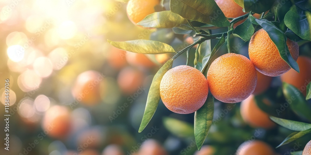 Poster fresh tangerines hanging on a vibrant tangerine tree, showcasing the luscious fruits of a tangerine 