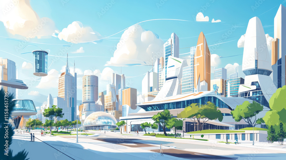 Poster abstract internet of things concept city 5g.iot internet of things communication network innovation 