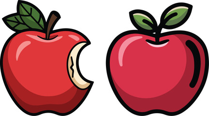red apple with leaf