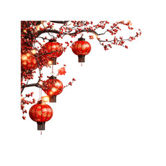 Festive Chinese Lanterns and Blossoms Corner Design