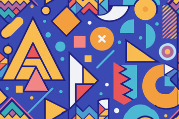 Obraz premium Abstract seamless pattern of vibrant doodles and playful geometric shapes. 