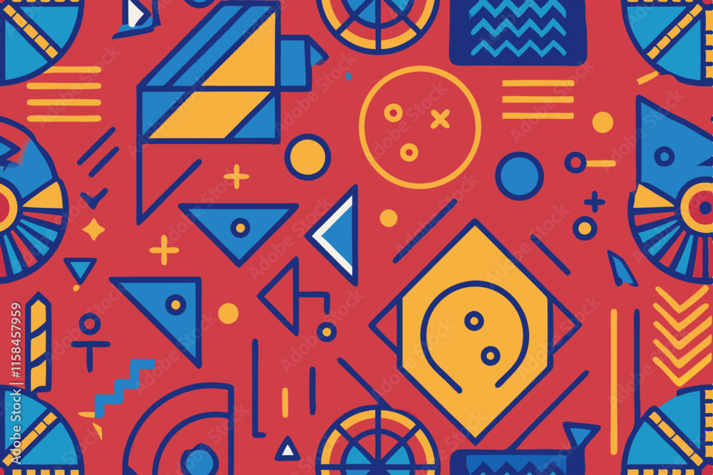 Poster unique hand-drawn doodle pattern with abstract and whimsical seamless design.