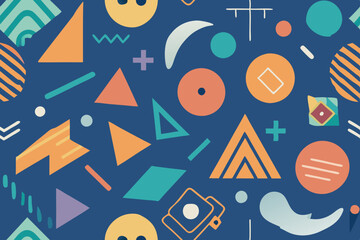 Seamless artistic doodle pattern featuring creative and stylish hand-drawn elements.
