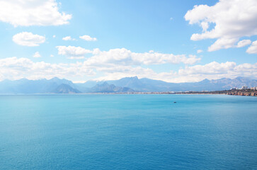 deep blue sky sea view