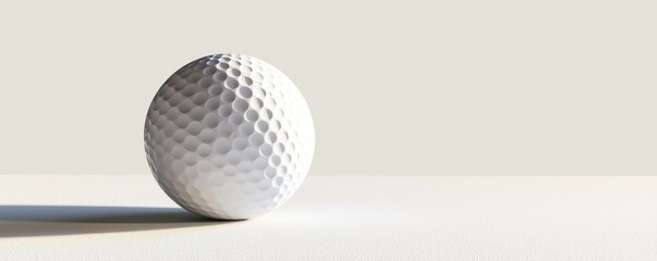 Isolated white golf ball on light grey background sports still life