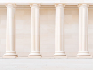 Fototapeta premium A row of majestic white columns with clean symmetry, symbolizing strength, history, and classical architecture, perfect for design and copy space needs.