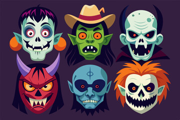 set of halloween monsters