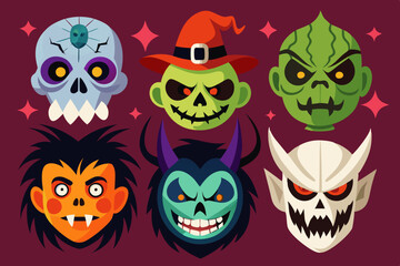 set of halloween monsters