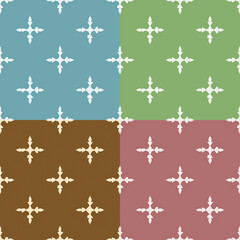 Set of abstract seamless patterns with flowers ornaments.