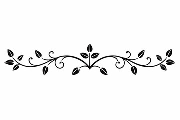 Floral decorative swirl design with delicate leaves and flowing curves.
