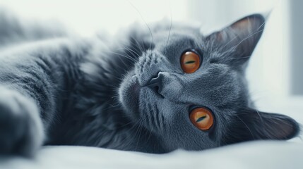 The Gray Cat Lying Down