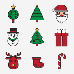 christmas icons set