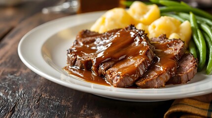 L&oslash;vstek Minute Steak with Potatoes and Brown Gravy (Norwegian Cuisine)