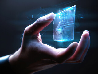 Hand Holding Innovative Transparent Technology Display