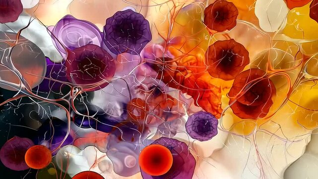 Cancer Cells Scientific Illustration Under Microscope