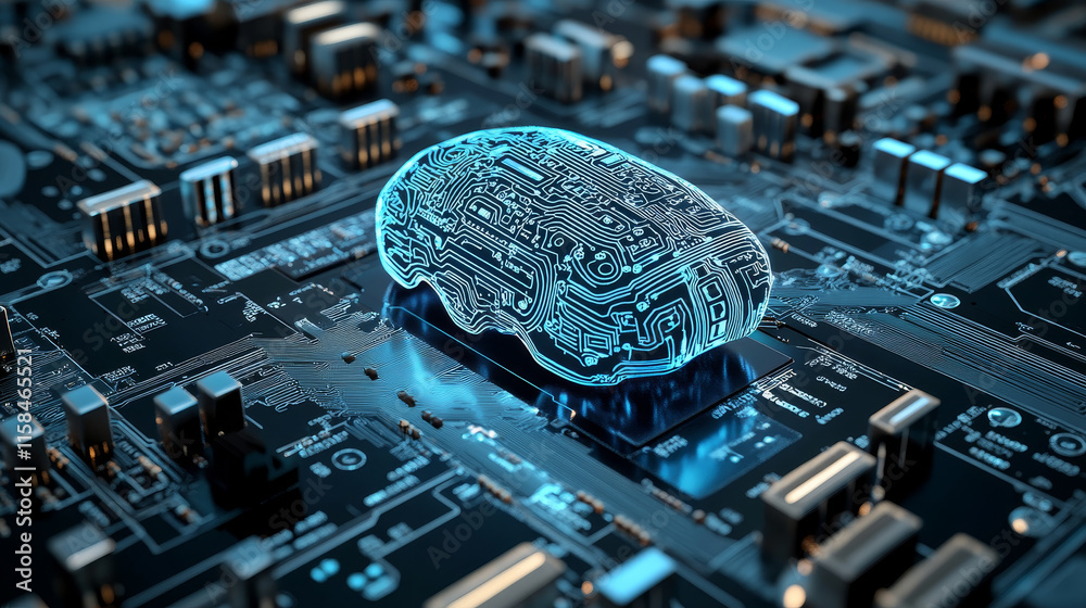 Poster abstract technology ai interface computing concept working data of artificial intelligence and futur