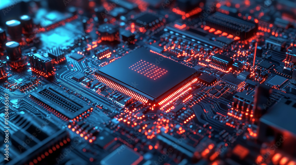 Poster abstract technology ai interface computing concept working data of artificial intelligence and futur