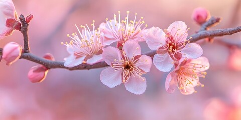 Apricot tree flowers in full bloom showcase the beauty of spring nature. The vibrant apricot tree flowers bring life and color to the serene essence of nature in this delightful season.