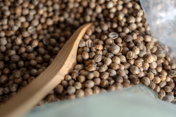 Organic food, spice coriander seeds