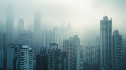 Obraz premium Hazy Skyline Overcrowded with Urban Towers