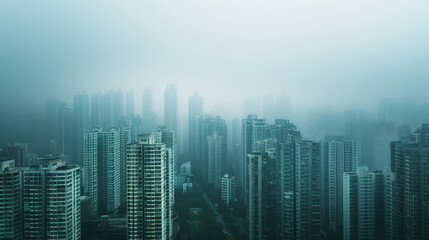 Fototapeta premium Hazy Skyline Over a Bustling Urban Landscape