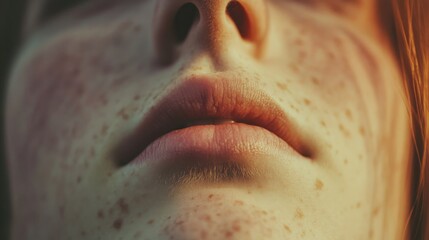 Obraz premium Close up of red irritated nose, emphasizing the discomfort and struggle of allergies or cold symptoms, highlighting the human vulnerability and resilience in the face of common ailments.