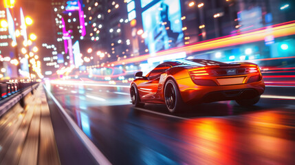 Twilight Supercar Racing Through Urban Streets