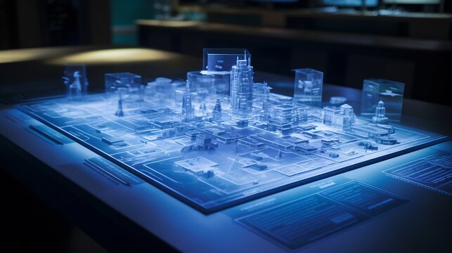 Detailed blueprint of a high security government facility potentially related to the mysterious Area 51 spread across a table surface