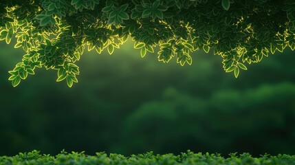 Fototapeta premium Elder tree abstract background concept. Vibrant green leaves illuminated by soft sunlight, creating a tranquil atmosphere.