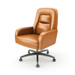 Naklejka premium Stylish brown office chair with a comfortable design, perfect for modern workspaces.