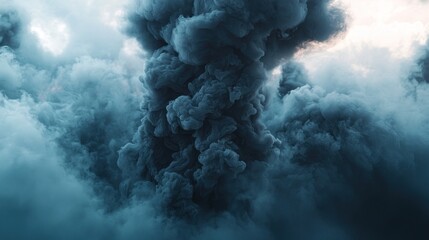 Fototapeta premium A dramatic cloud formation resembling an explosion, filled with dark and moody tones.