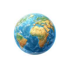 Fototapeta premium Detailed 3D Render of Planet Earth on White Background