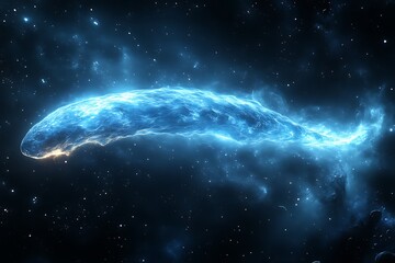 Fototapeta premium Glowing blue nebula in space.