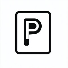 Stylized black and white parking sign featuring a bold letter 'P'.