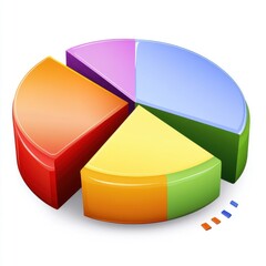 Obraz premium Colorful 3D pie chart showcasing data distribution in vibrant segments.