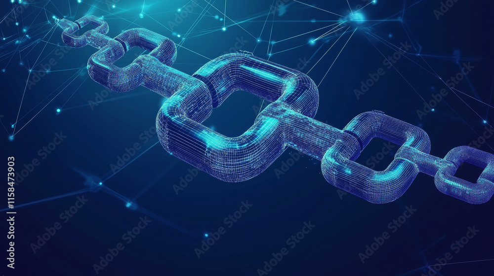 Wall mural abstract, web 3.0 and blockchain link, technology or concept to develop web links, decentralized, de
