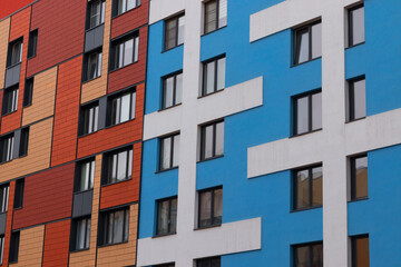 bright facade of a modern apartment building, apartment complex, Moscow, Russia