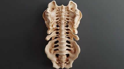 Anatomical 3D model of the human spine with vertebrae and discs