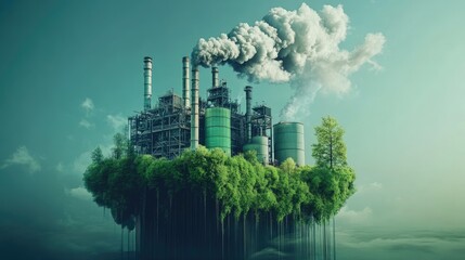 Fototapeta premium An advanced carbon capture plant using green technologies to filter CO2 emissions, emphasizing sustainability and environmental responsibility in business operations