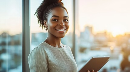 The Smiling Woman with Tablet