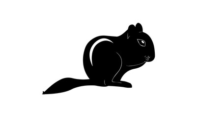 Vector Image Of Chipmunk Silhouette, squirrel on a branch, squirrel on a branch of tree