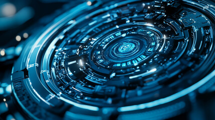 abstract technology concept circle world digital link binary on hi tech blue background